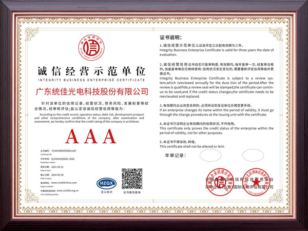 诚信经营示范单位